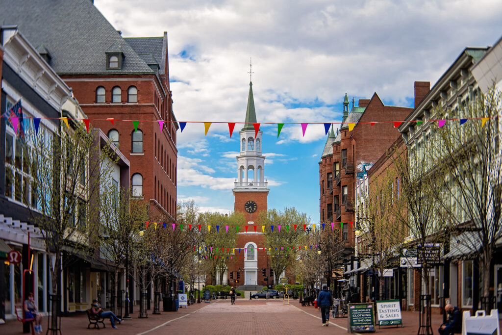 Church Street Marketplace in downtown Burlington is lined with retail shops and restaurants